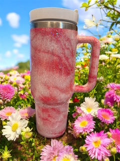 Pink and white tumbler